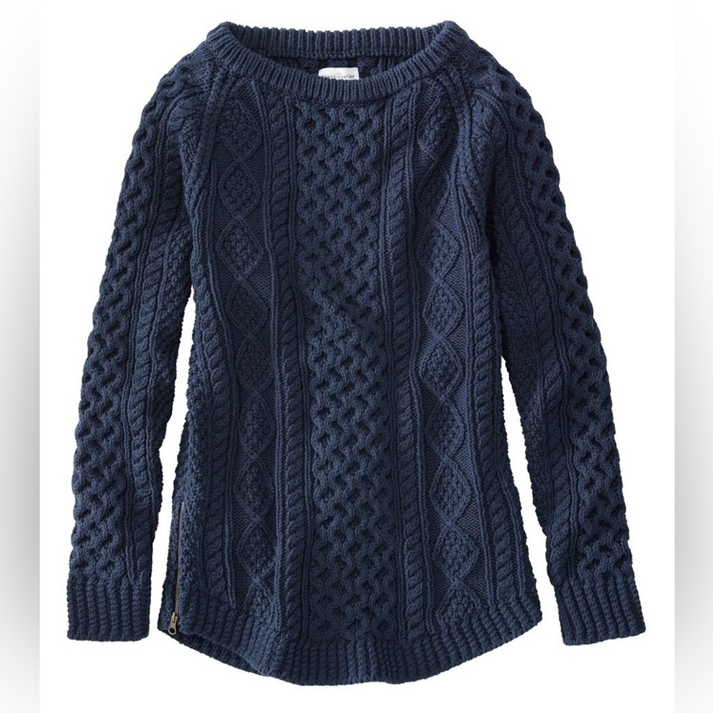 LL bean navy blue signature cotton fisherman sweater